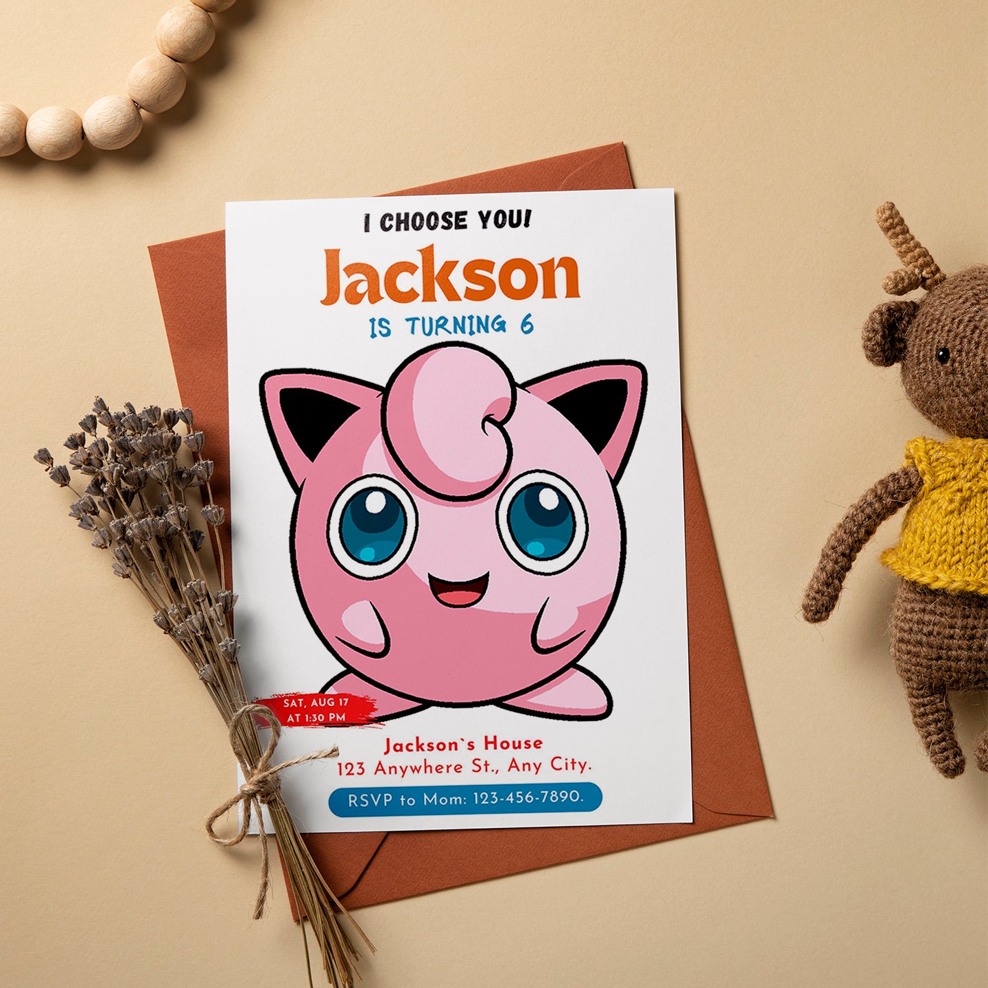 Jigglypuff Birthday Party Invitation Template | Pokemon Invite - CreativeRino