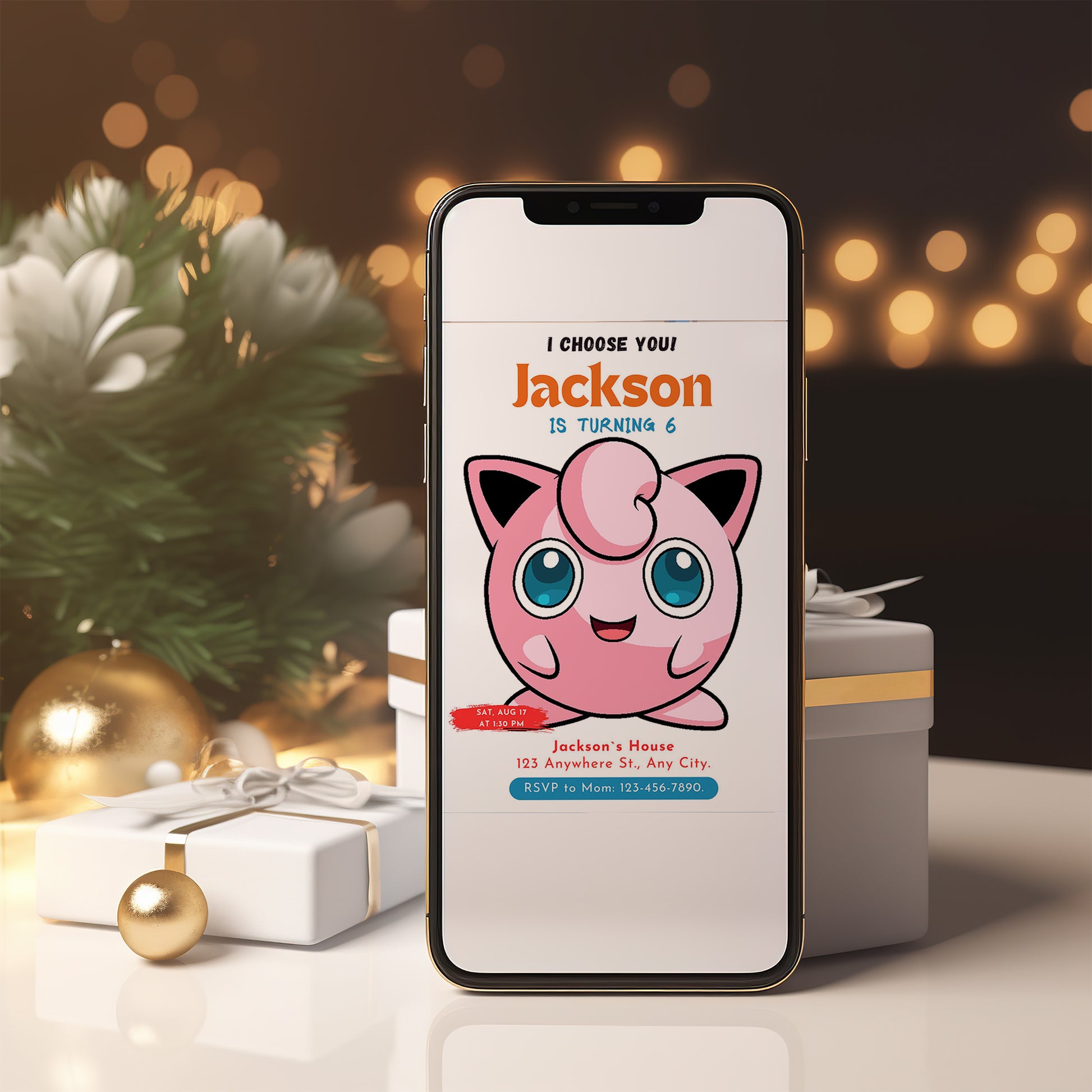 Jigglypuff Birthday Party Invitation Template | Pokemon Invite - CreativeRino