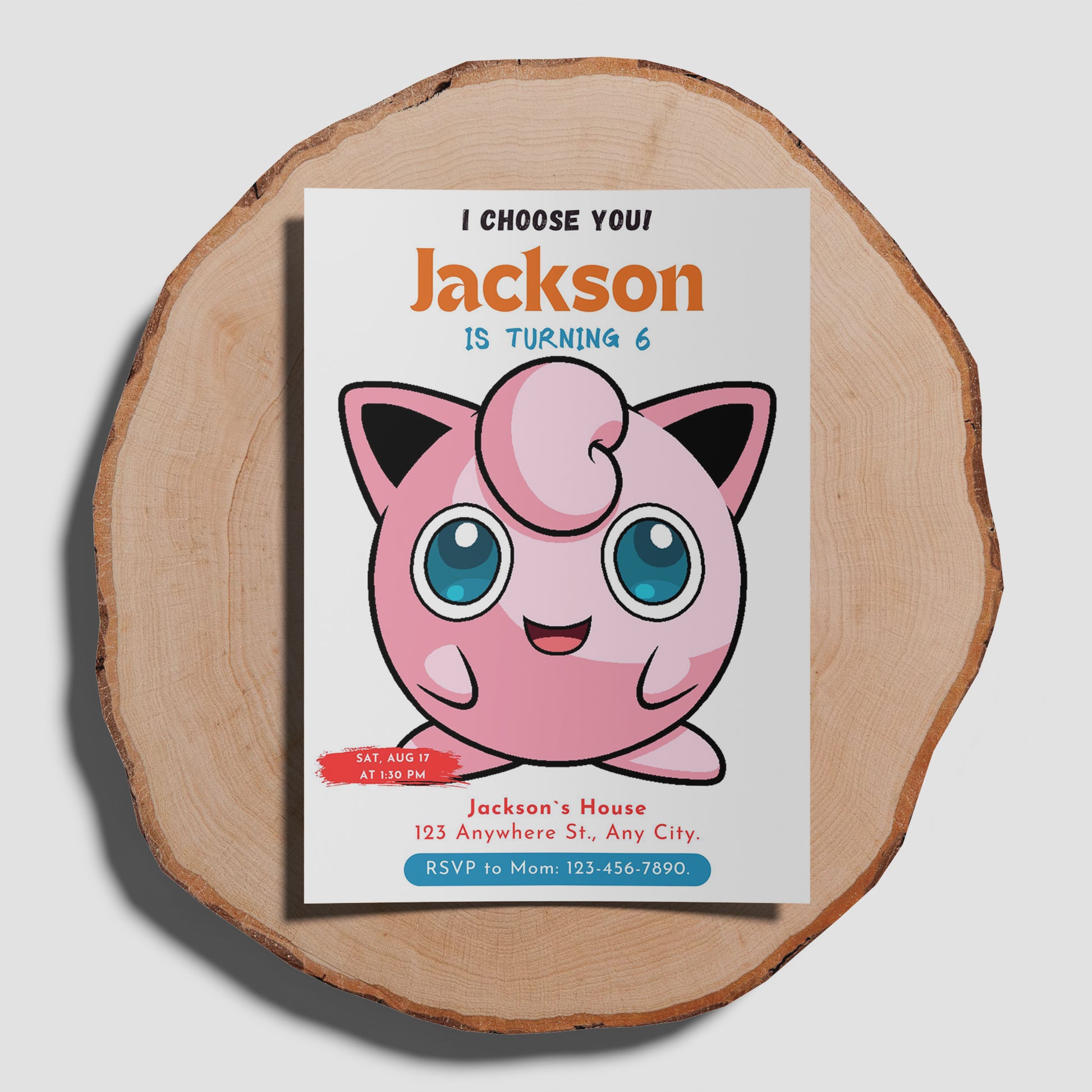 Jigglypuff Birthday Party Invitation Template | Pokemon Invite - CreativeRino