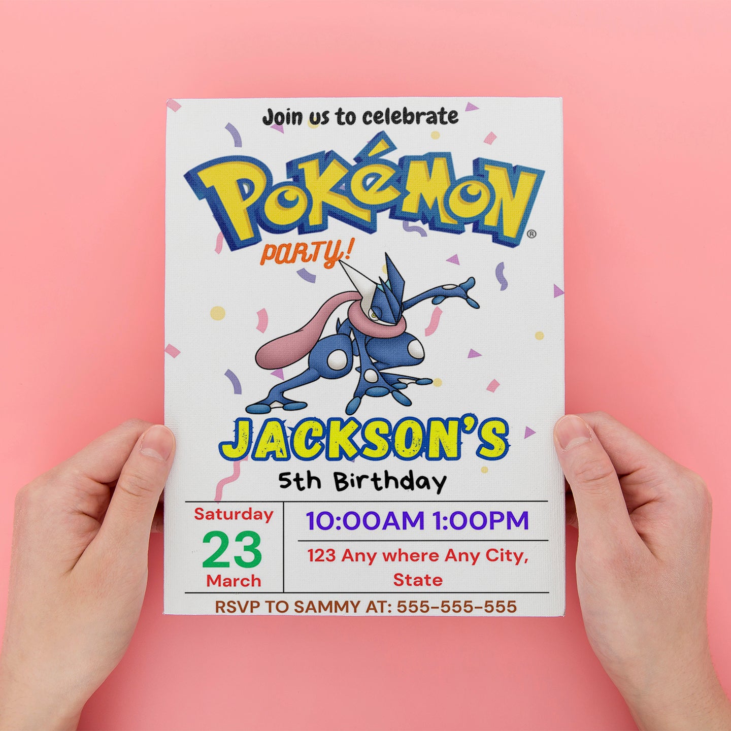 Greninja Birthday Invitation Template | Pokemon Invite - CreativeRino
