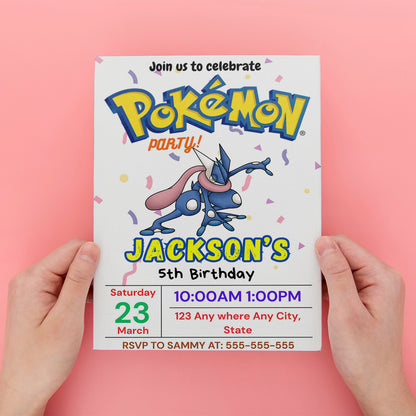 Greninja Birthday Invitation Template | Pokemon Invite - CreativeRino