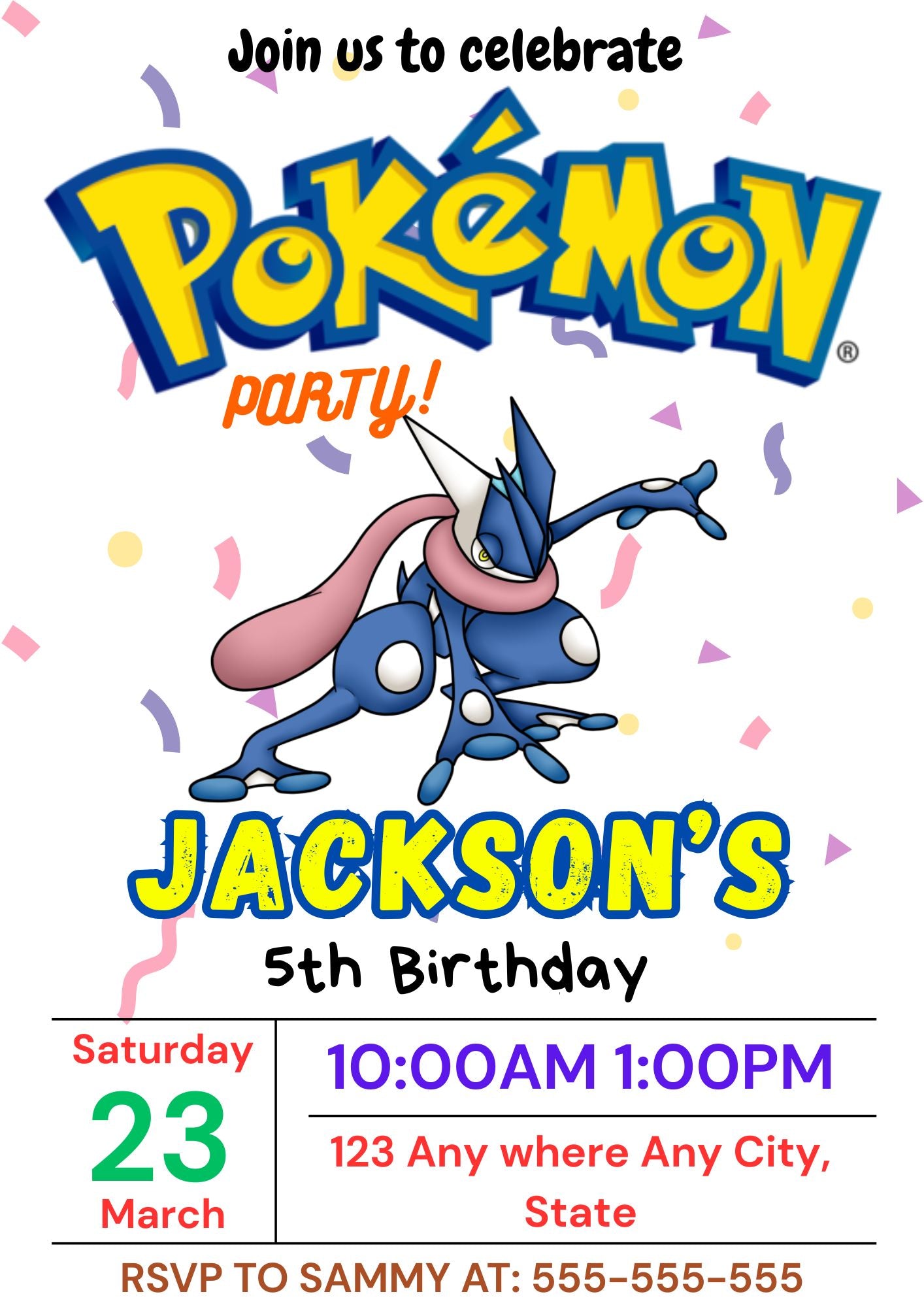 Greninja Birthday Invitation Template | Pokemon Invite - CreativeRino