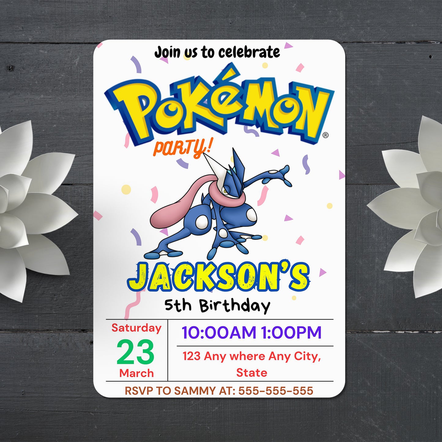 Greninja Birthday Invitation Template | Pokemon Invite - CreativeRino
