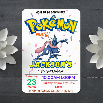 Greninja Birthday Invitation Template | Pokemon Invite - CreativeRino
