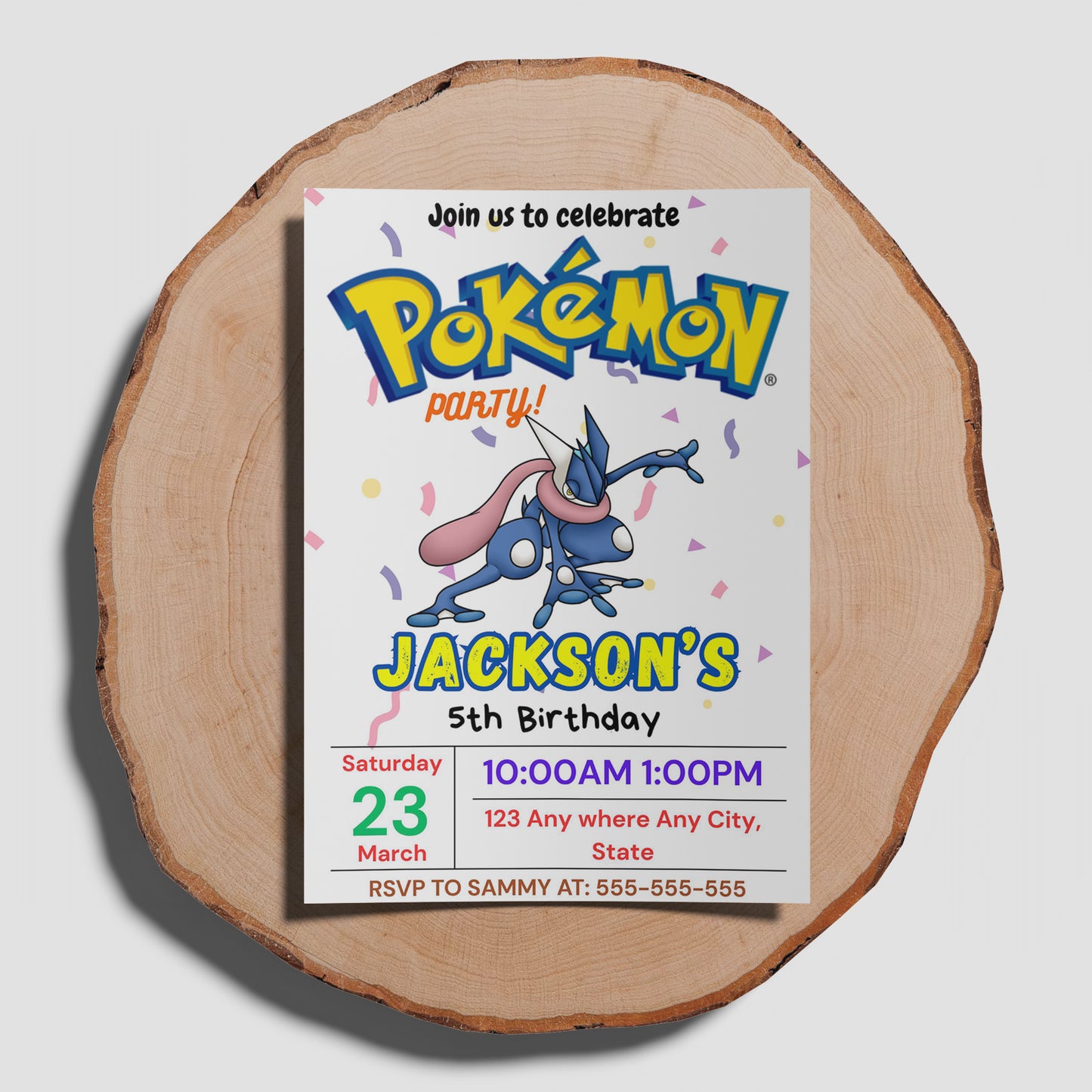 Greninja Birthday Invitation Template | Pokemon Invite - CreativeRino