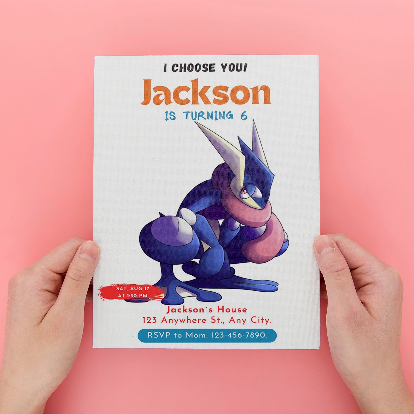 Greninja Birthday Party Invitation Template | Pokemon Invite - CreativeRino