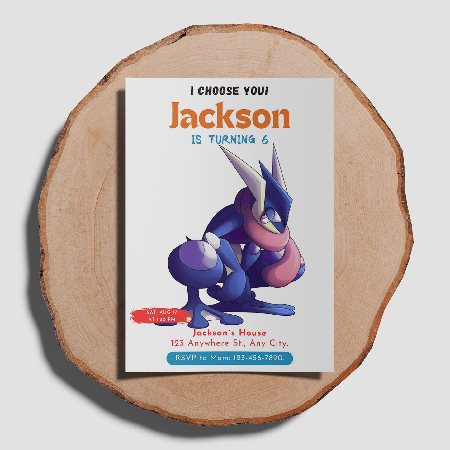 Greninja Birthday Party Invitation Template | Pokemon Invite - CreativeRino