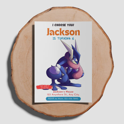 Greninja Birthday Party Invitation Template | Pokemon Invite - CreativeRino