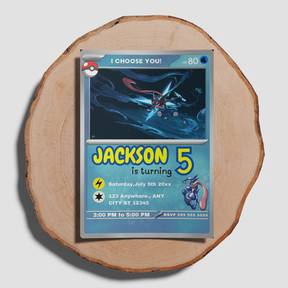 Greninja Invitation Template | Pokemon Card Birthday Invite - CreativeRino
