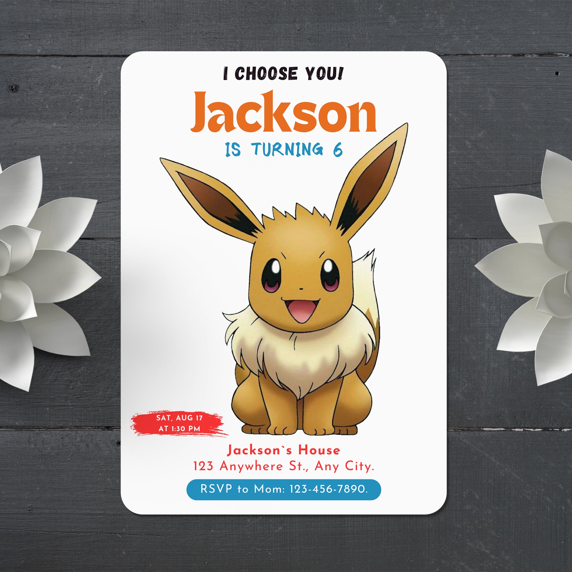 Eevee Birthday Party Invitation Template | Pokemon Invite - CreativeRino