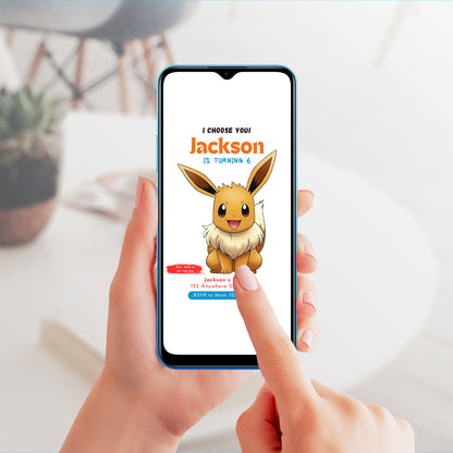 Eevee Birthday Party Invitation Template | Pokemon Invite - CreativeRino