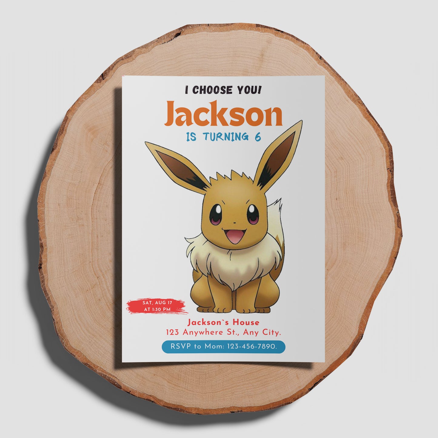 Eevee Birthday Party Invitation Template | Pokemon Invite - CreativeRino