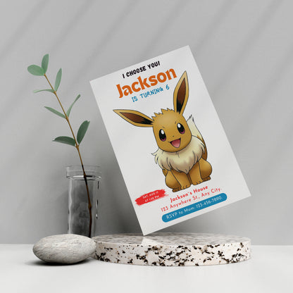 Eevee Birthday Party Invitation Template | Pokemon Invite - CreativeRino