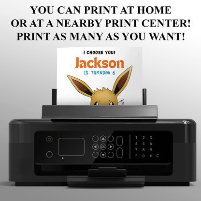 Eevee Birthday Party Invitation Template | Pokemon Invite - CreativeRino