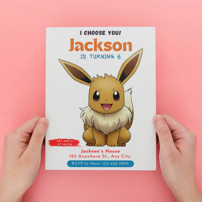 Eevee Birthday Party Invitation Template | Pokemon Invite - CreativeRino
