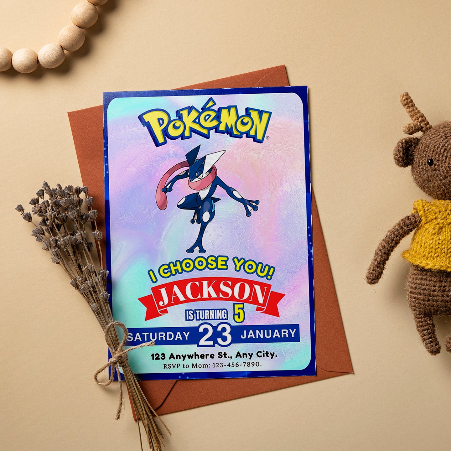 Greninja Invitation Template | Pokemon Birthday Invite - CreativeRino