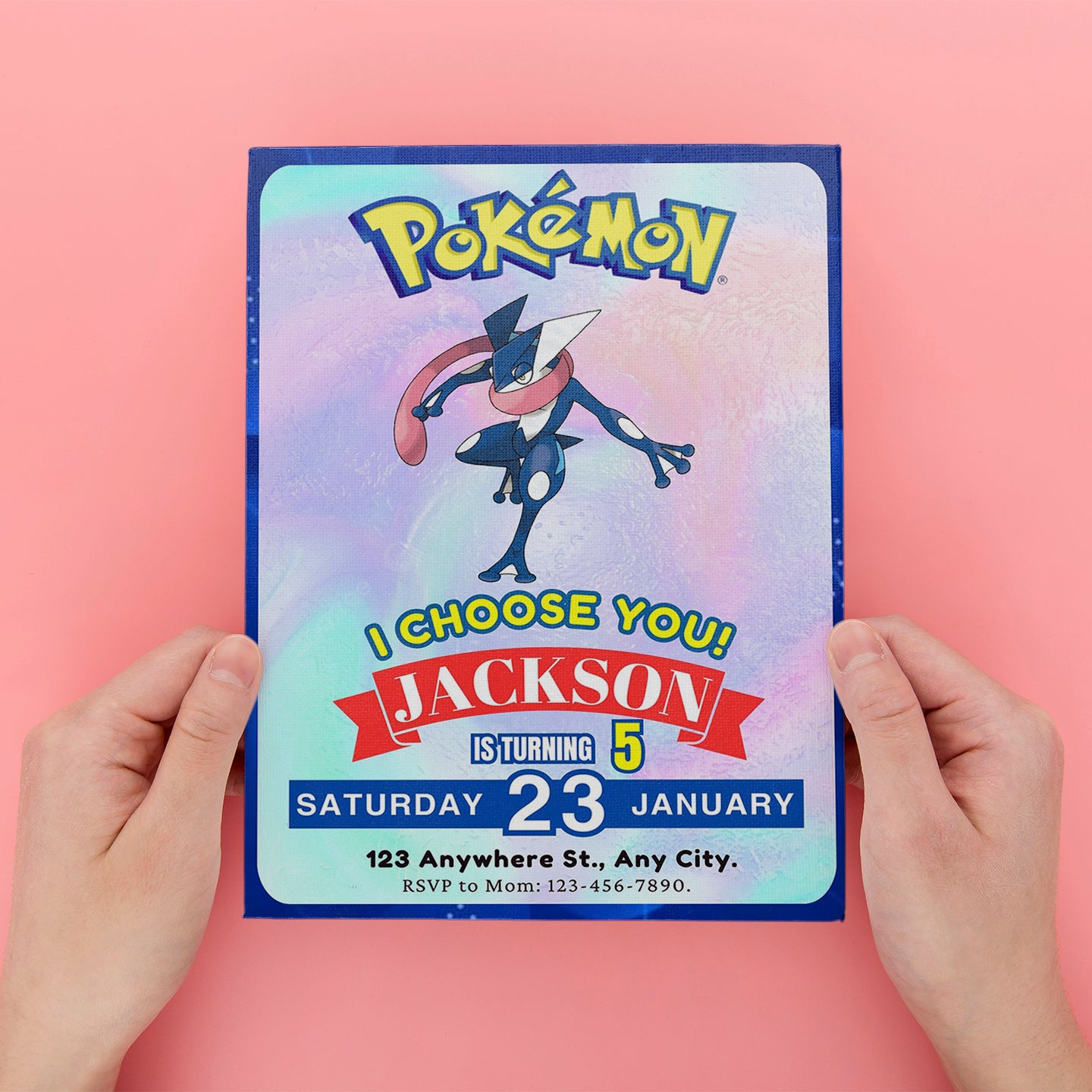 Greninja Invitation Template | Pokemon Birthday Invite - CreativeRino