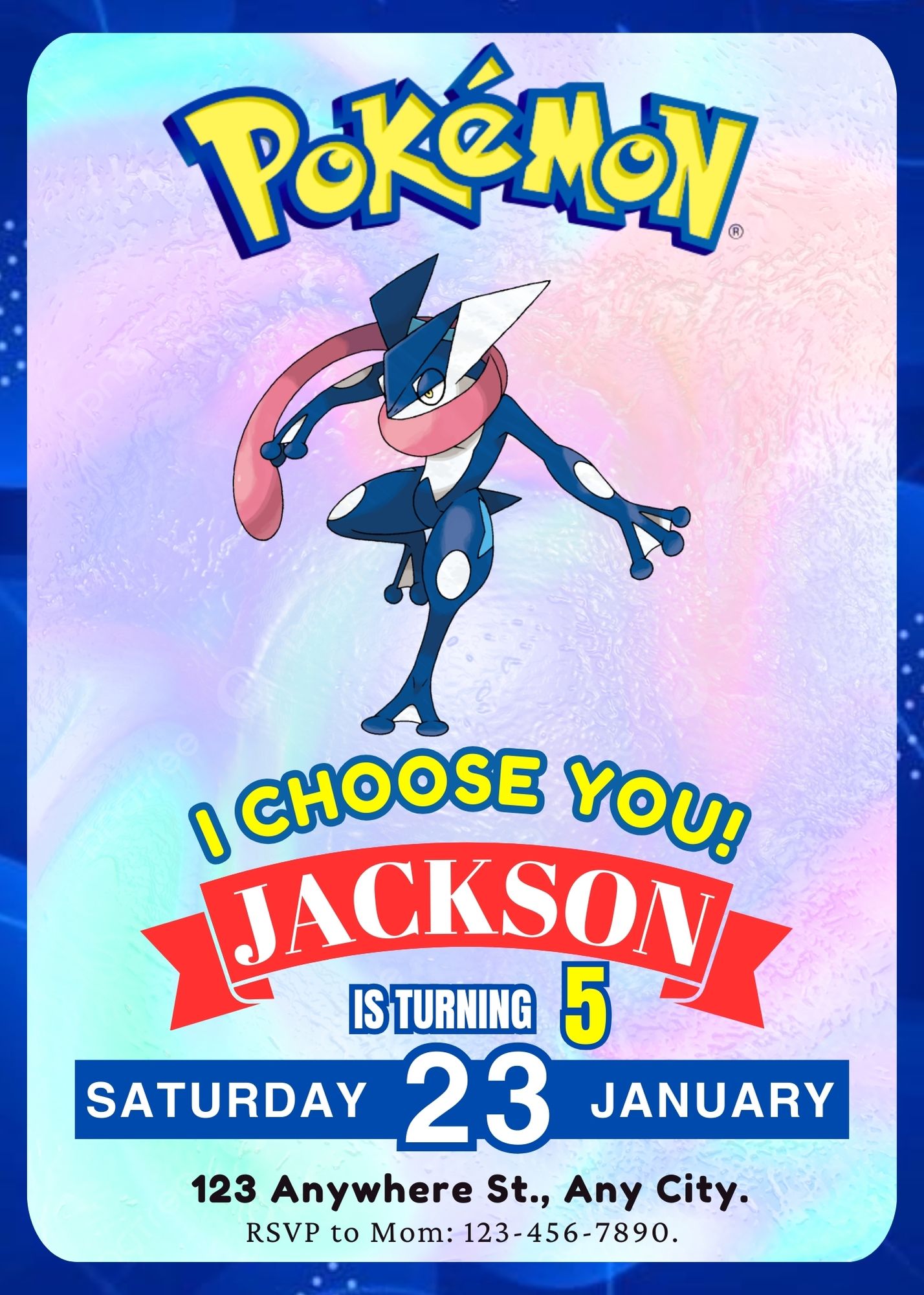 Greninja Invitation Template | Pokemon Birthday Invite - CreativeRino