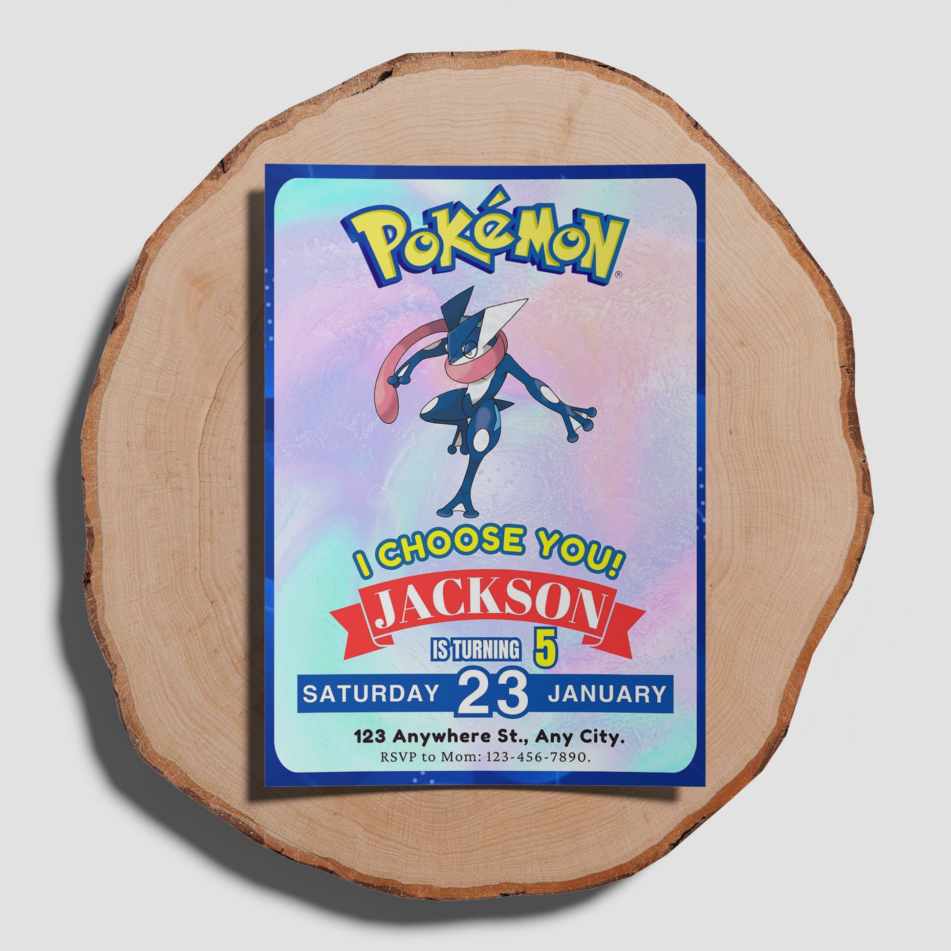 Greninja Invitation Template | Pokemon Birthday Invite - CreativeRino