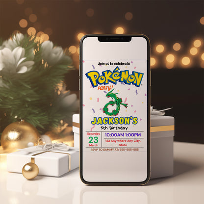Rayquaza Birthday Invitation Template | Pokemon Invite - CreativeRino