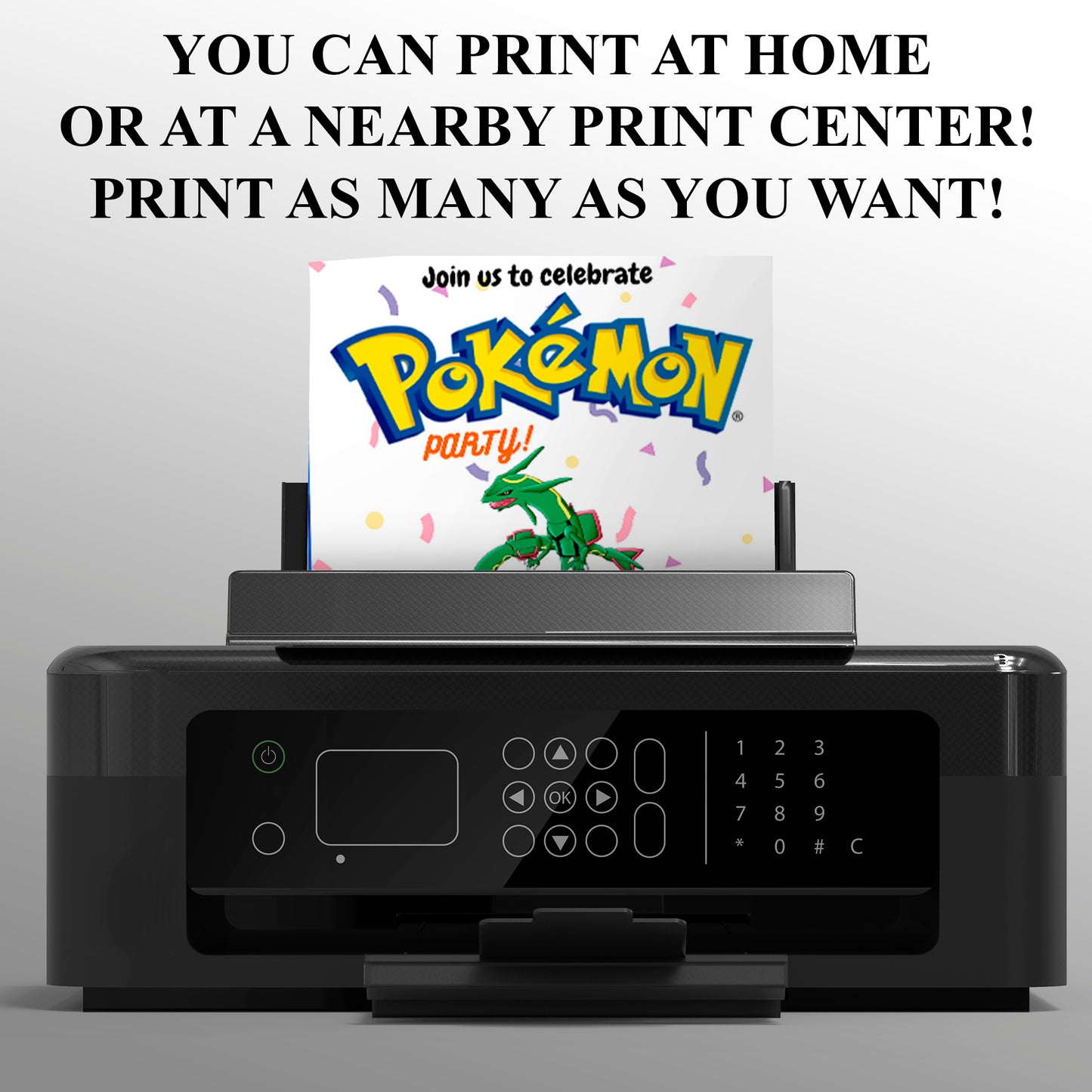 Rayquaza Birthday Invitation Template | Pokemon Invite - CreativeRino