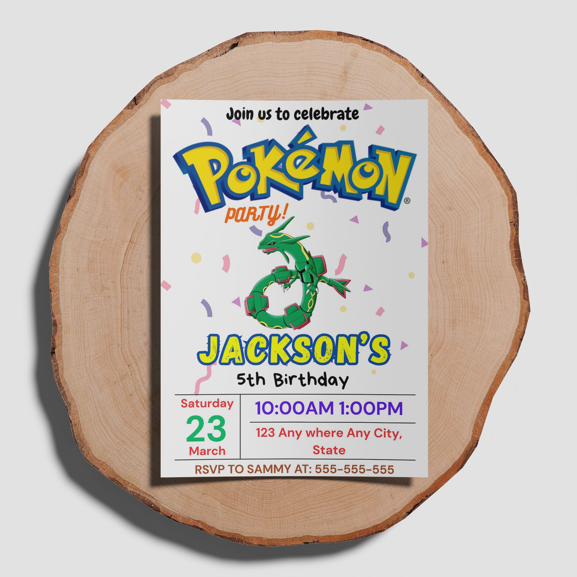 Rayquaza Birthday Invitation Template | Pokemon Invite - CreativeRino