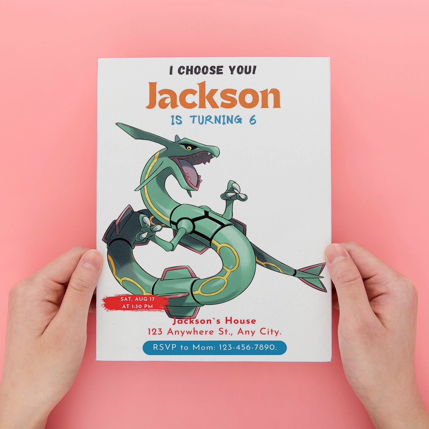 Rayquaza Birthday Party Invitation Template | Pokemon Invite - CreativeRino
