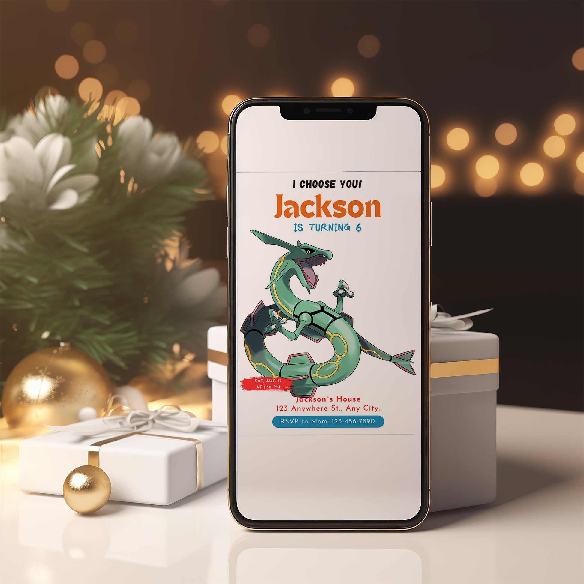Rayquaza Birthday Party Invitation Template | Pokemon Invite - CreativeRino