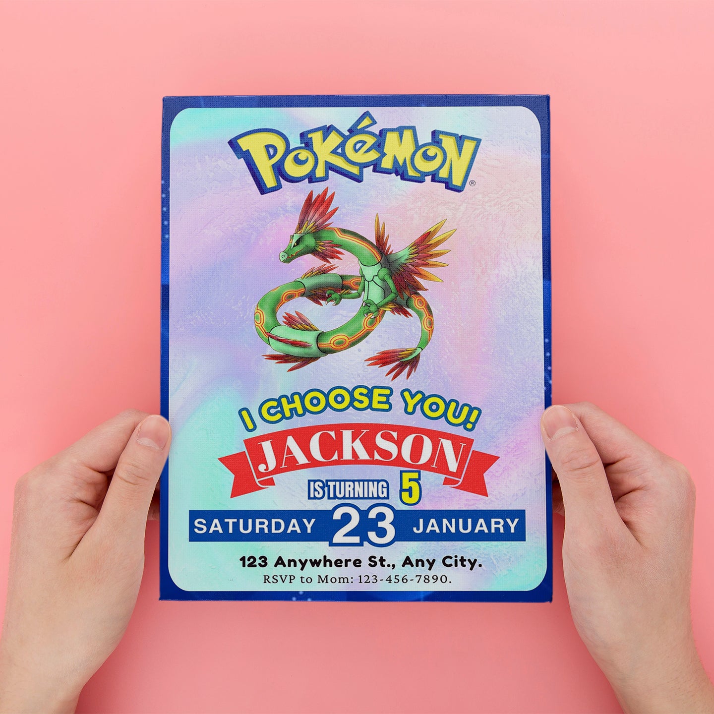 Rayquaza Invitation Template | Pokemon Birthday Invite - CreativeRino