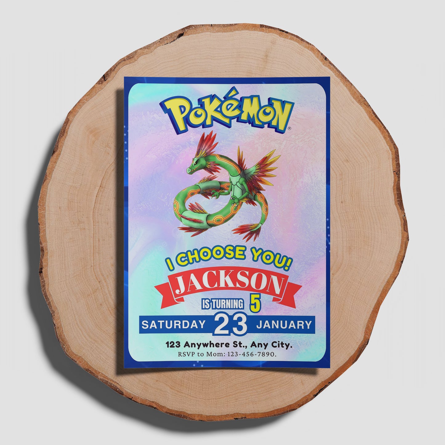 Rayquaza Invitation Template | Pokemon Birthday Invite - CreativeRino