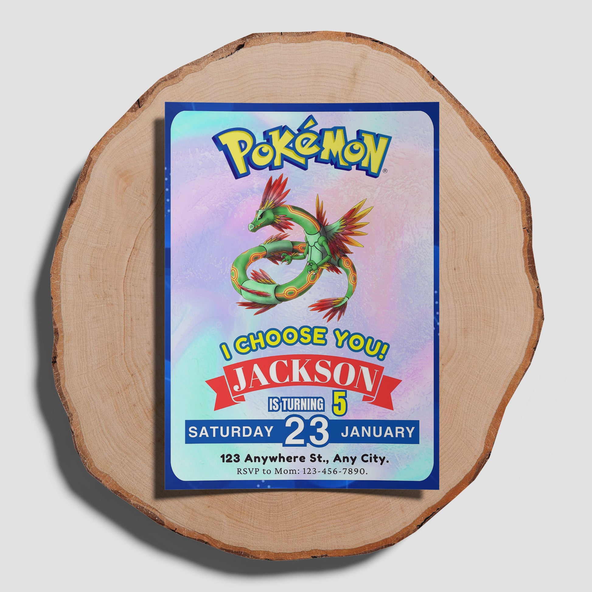 Rayquaza Invitation Template | Pokemon Birthday Invite - CreativeRino