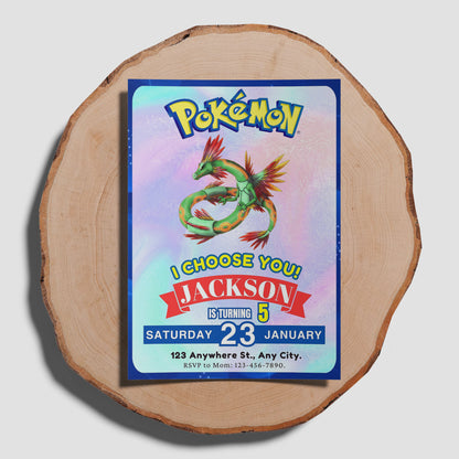 Rayquaza Invitation Template | Pokemon Birthday Invite - CreativeRino
