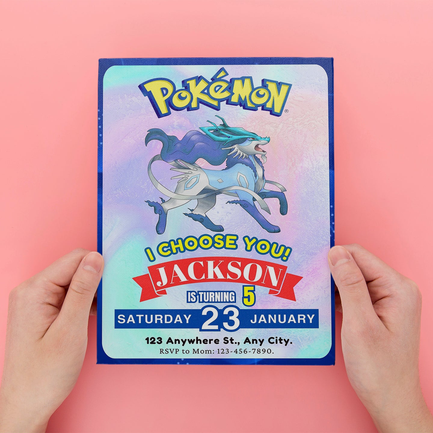 Suicune Invitation Template | Pokemon Birthday Invite - CreativeRino