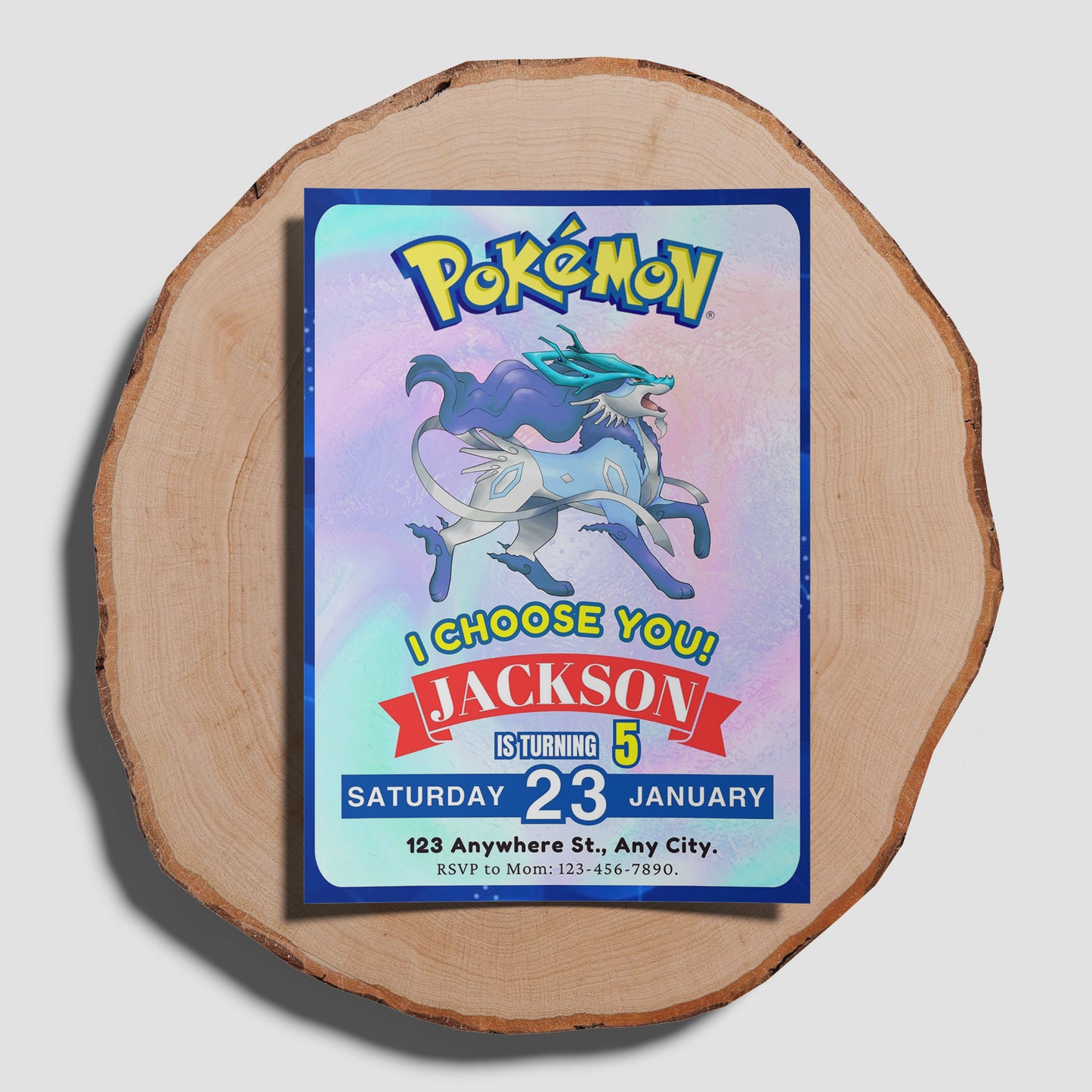 Suicune Invitation Template | Pokemon Birthday Invite - CreativeRino