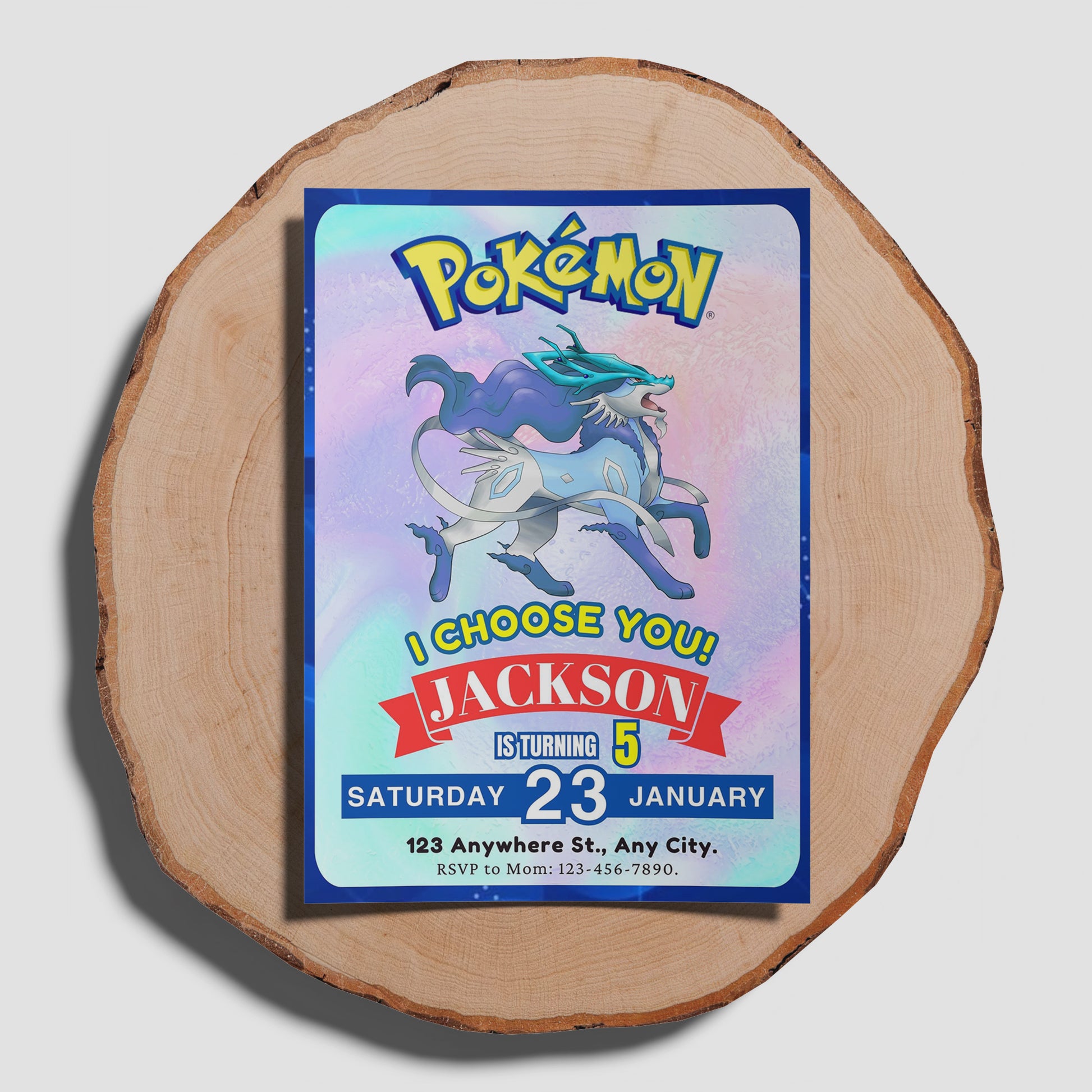 Suicune Invitation Template | Pokemon Birthday Invite - CreativeRino