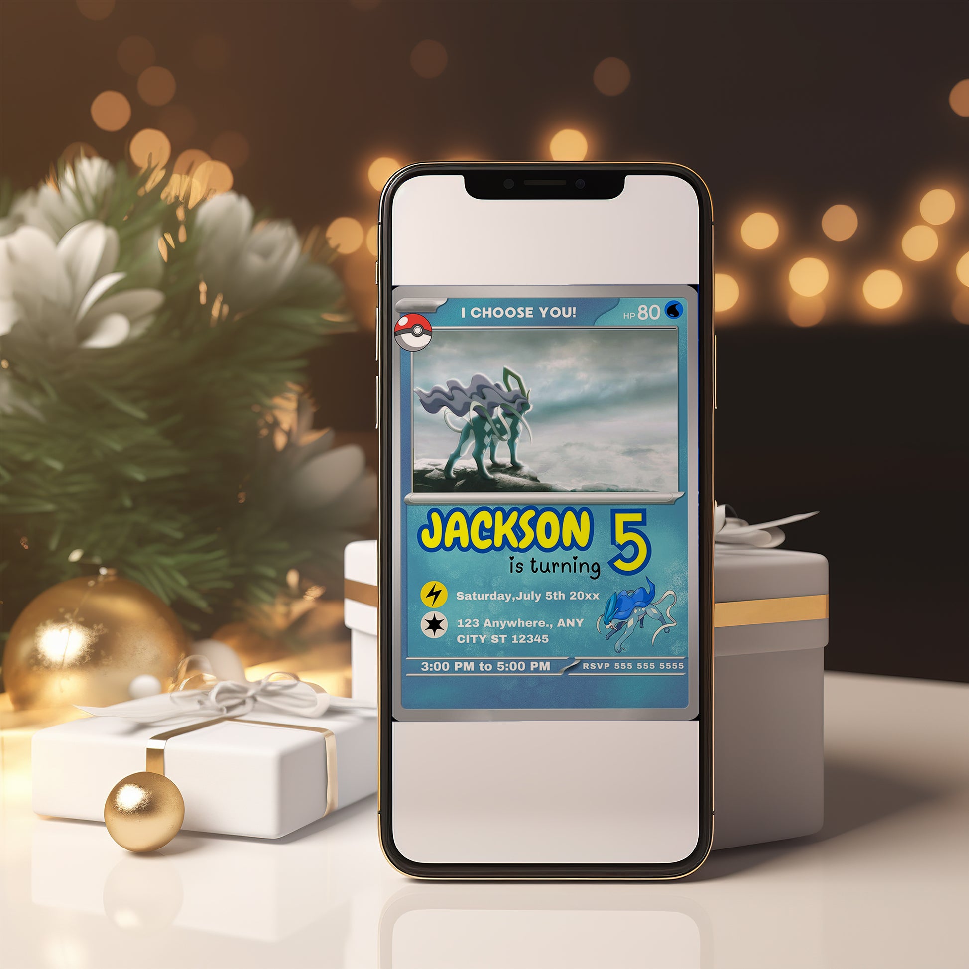 Suicune Invitation Template | Pokemon Card Birthday Invite - CreativeRino