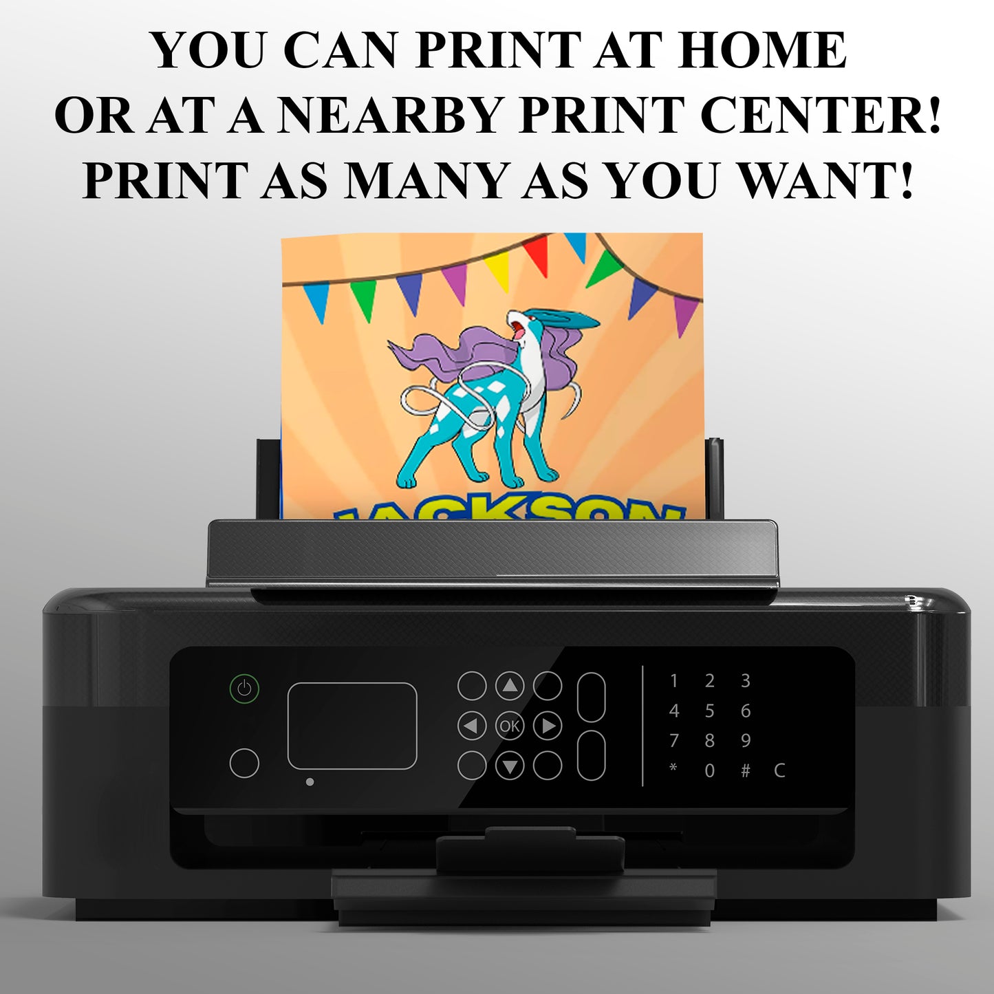 Suicune Pokemon Birthday Party Invitation Template - CreativeRino
