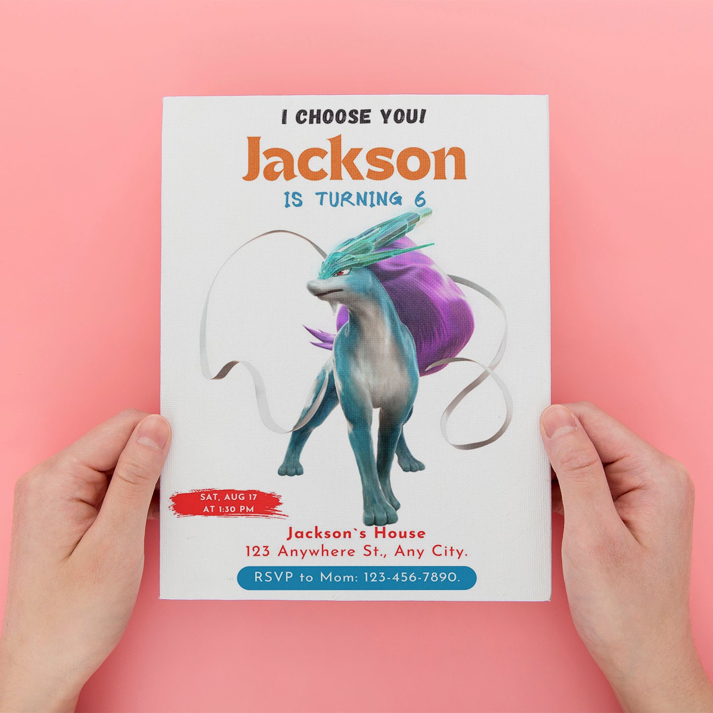 Suicune Birthday Party Invitation Template | Pokemon Invite - CreativeRino