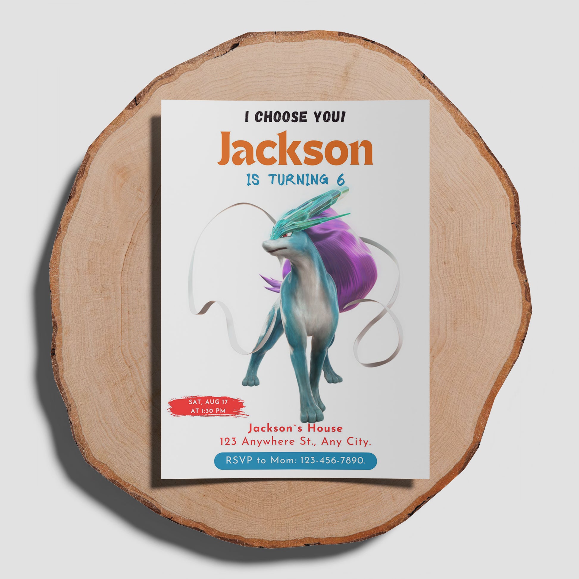 Suicune Birthday Party Invitation Template | Pokemon Invite - CreativeRino