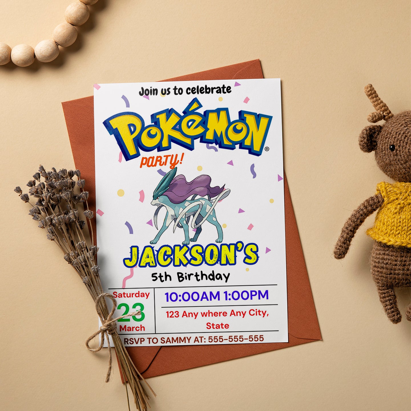 Suicune Birthday Invitation Template | Pokemon Invite - CreativeRino
