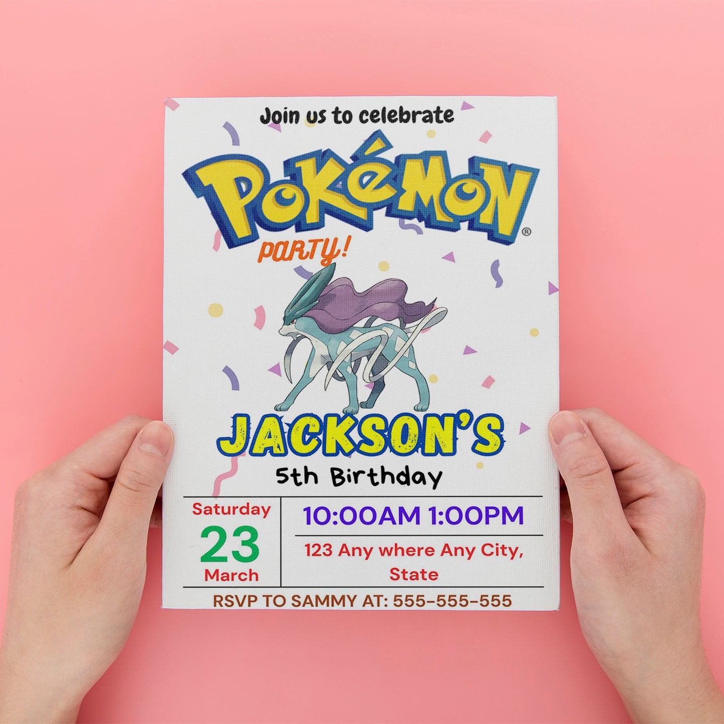Suicune Birthday Invitation Template | Pokemon Invite - CreativeRino