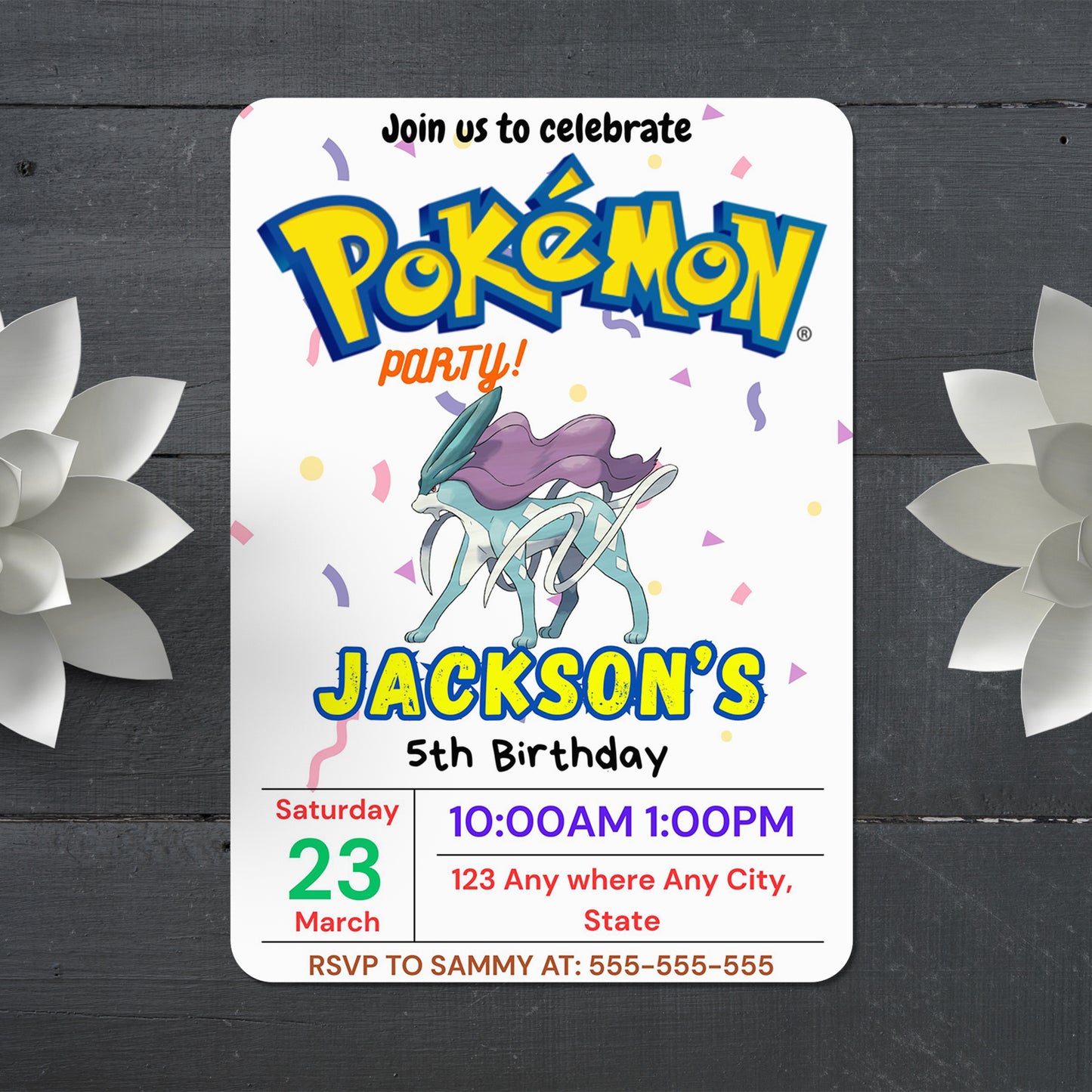 Suicune Birthday Invitation Template | Pokemon Invite - CreativeRino