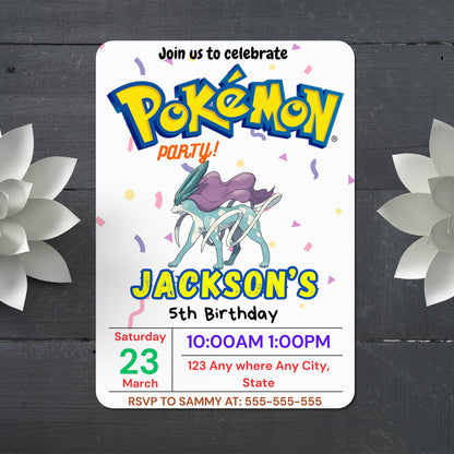 Suicune Birthday Invitation Template | Pokemon Invite - CreativeRino