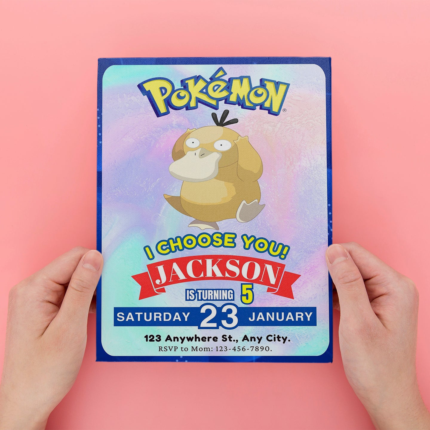 Psyduck Invitation Template | Pokemon Birthday Invite - CreativeRino