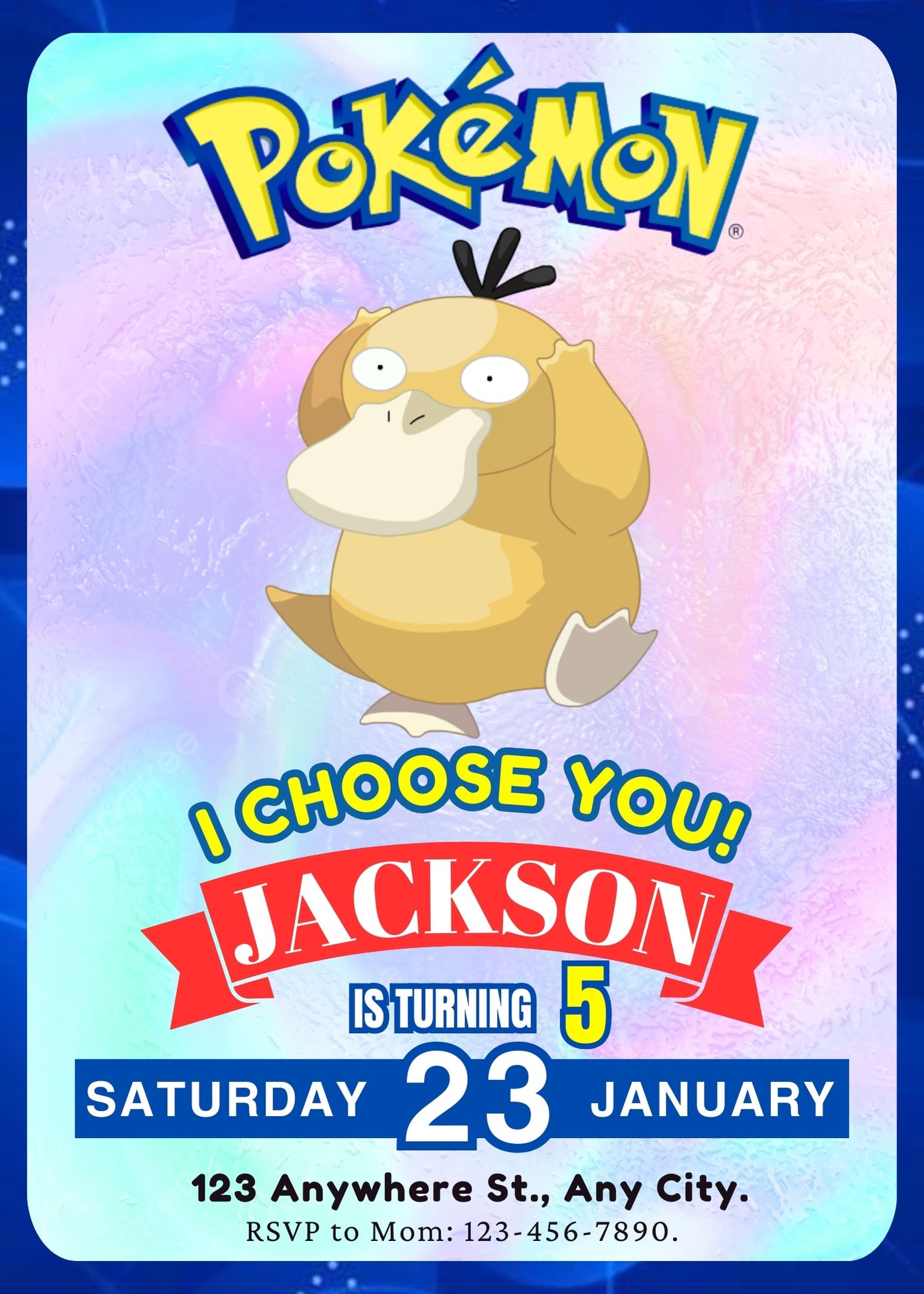 Psyduck Invitation Template | Pokemon Birthday Invite - CreativeRino