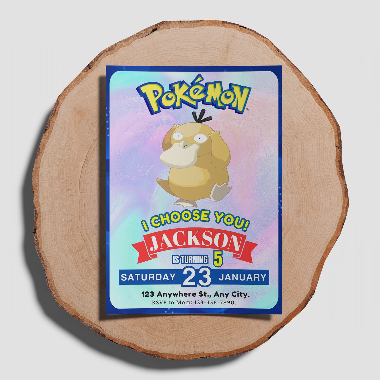 Psyduck Invitation Template | Pokemon Birthday Invite - CreativeRino
