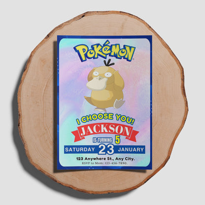 Psyduck Invitation Template | Pokemon Birthday Invite - CreativeRino