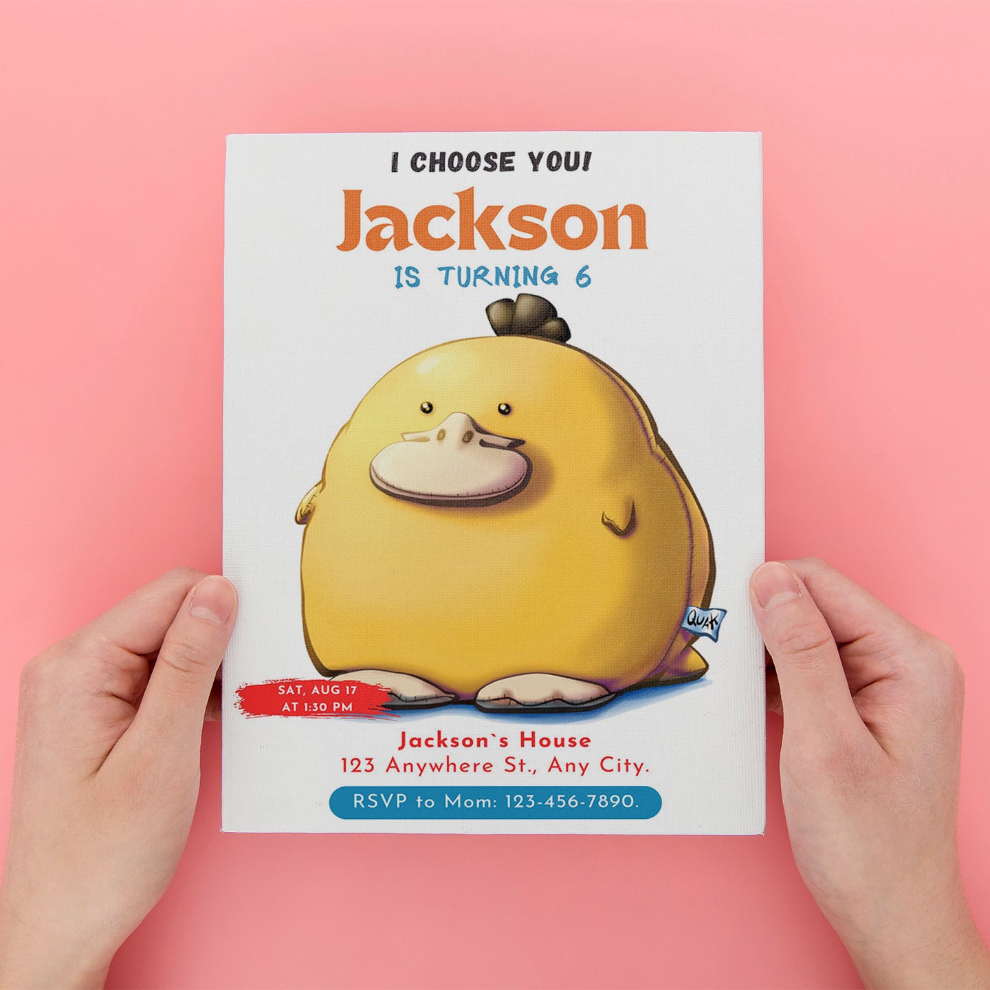 Psyduck Birthday Party Invitation Template | Pokemon Invite - CreativeRino