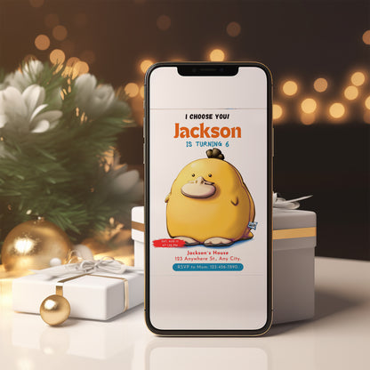 Psyduck Birthday Party Invitation Template | Pokemon Invite - CreativeRino