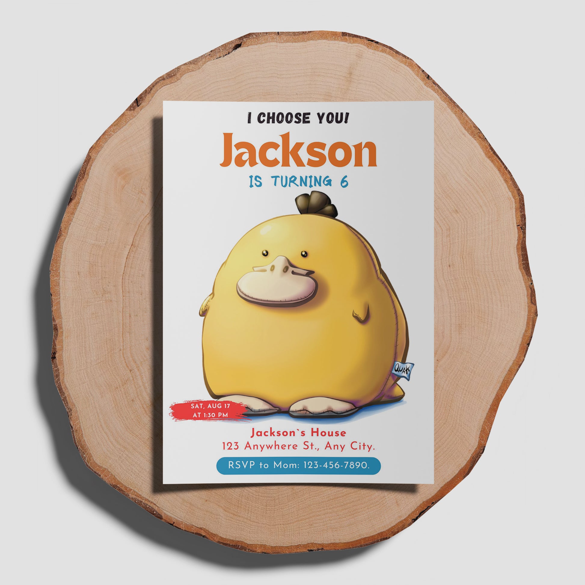 Psyduck Birthday Party Invitation Template | Pokemon Invite - CreativeRino